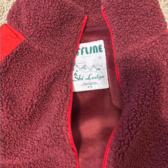 Aerie Burgundy and Red Sherpa Sweater - Picture 2 of 3
